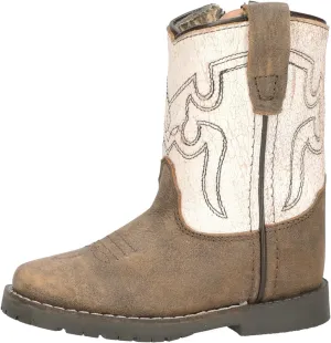 Smoky Mountain Women's Mesa Square Toe Pull On Brown Oil Distressed/Navy Crackle Boots