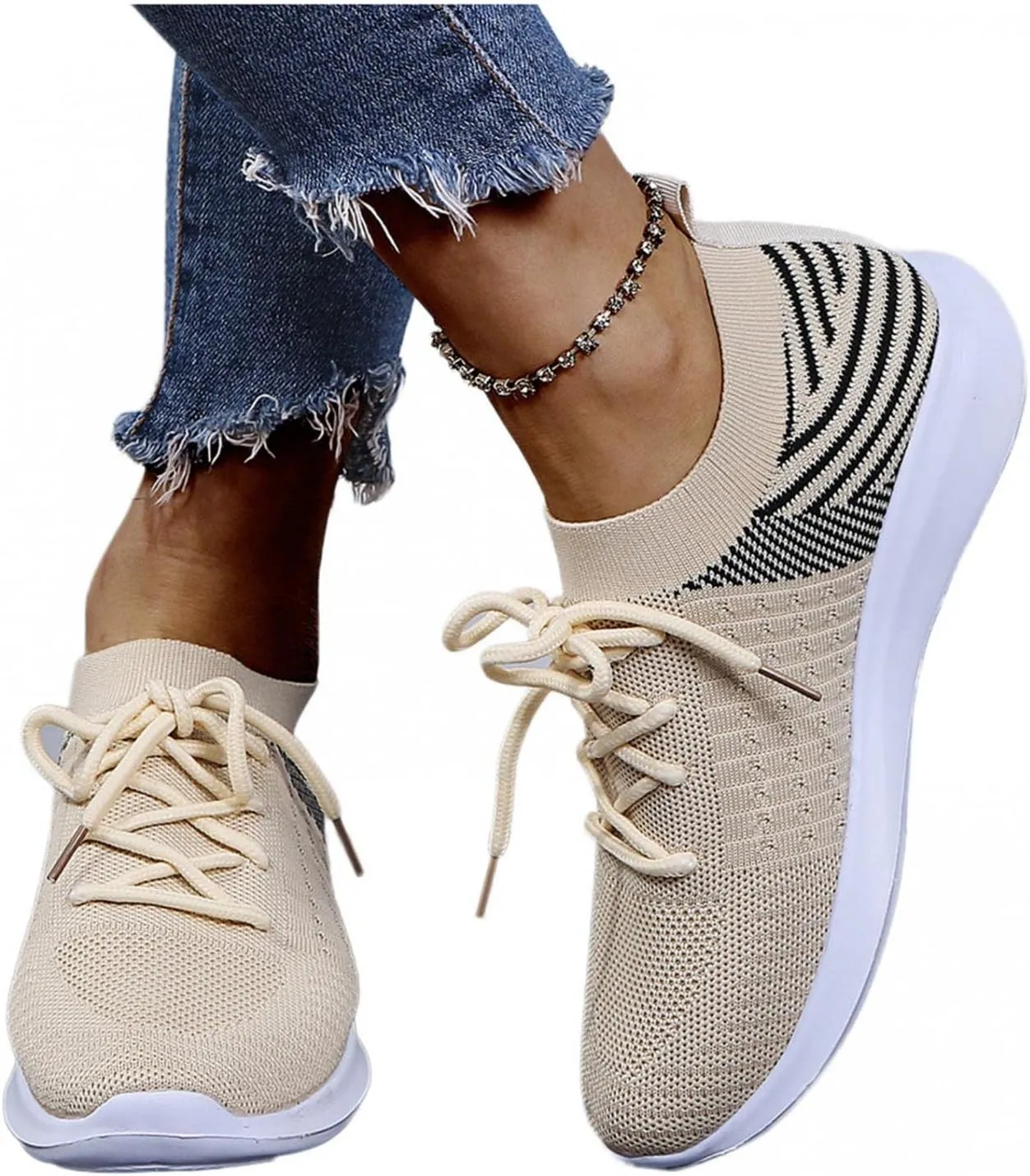 Sneakers for Women Walking Shoes Slip on Walking Sneakers for Women with Arch Support Sneakers for Women Slip on Leather 2022 Spring Canvas Shoes, Women Fashion Canvas Trainers, Platform Shoes