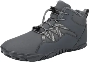 Snow Boots for Women&Men Winter Boots Barefoot Women's Men's Warm Faux Fur Lined Waterproof Snow Sneakers Wide Toe Box Zero Drop Ankle Booties Slip On Minimalist Barefoot Winter Casual Shoes