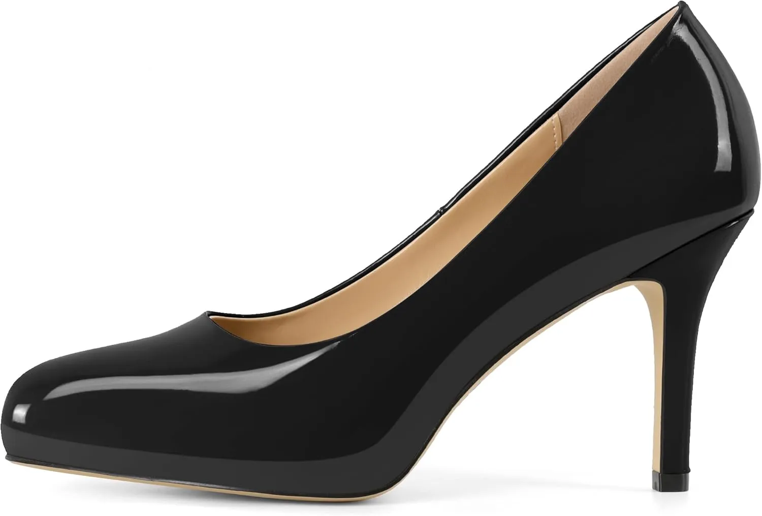 Soireelady Womens Platform Pumps Heels High Heel Stiettos Closed Round Toe Slip On Fashion Daily Work Dress Shoes 3.5 Inches