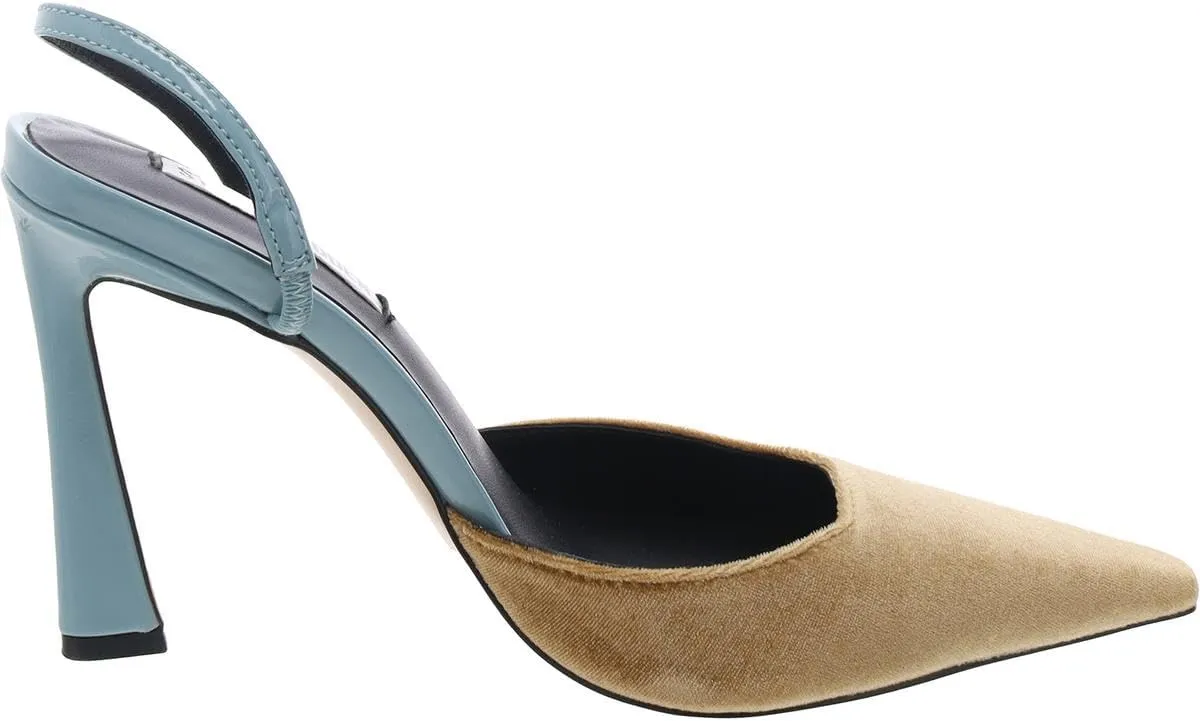 Steve Madden Womens Drew Velvet Patent Leather Slingback Heels