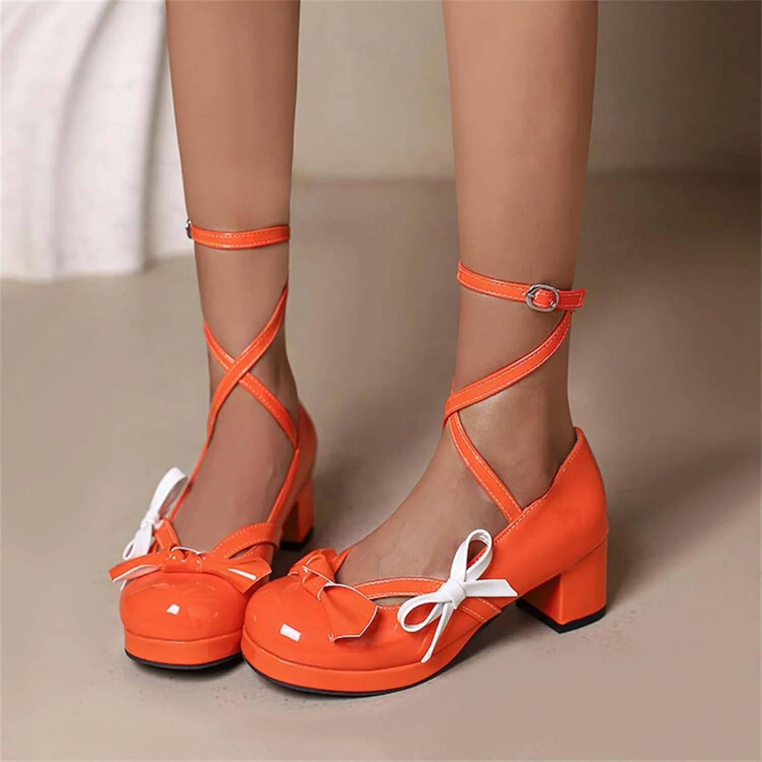 Strappy Heels for Women Women's Lace Up Heeled Sandals White Lace Heels Women's Open Toe Ankle Strap Chunky Heels