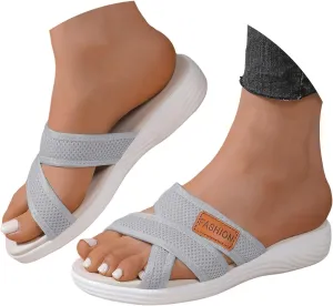 Summer Sandals For Women 2025,Women's Slide Sandals,Comfortable Trendy Beach Hollow Mesh Casual Orthopedic Comfy Low Heel Arch Support Dress Bohe Foot Supports Plantar Fasciitis Bunion Orthotic Shoes