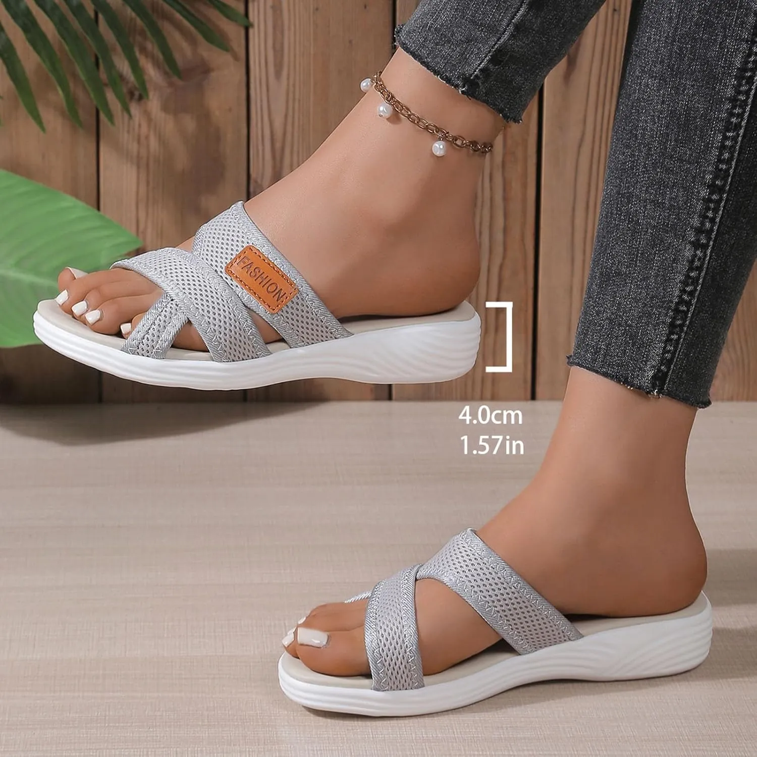 Summer Sandals For Women 2025,Women's Slide Sandals,Comfortable Trendy Beach Hollow Mesh Casual Orthopedic Comfy Low Heel Arch Support Dress Bohe Foot Supports Plantar Fasciitis Bunion Orthotic Shoes