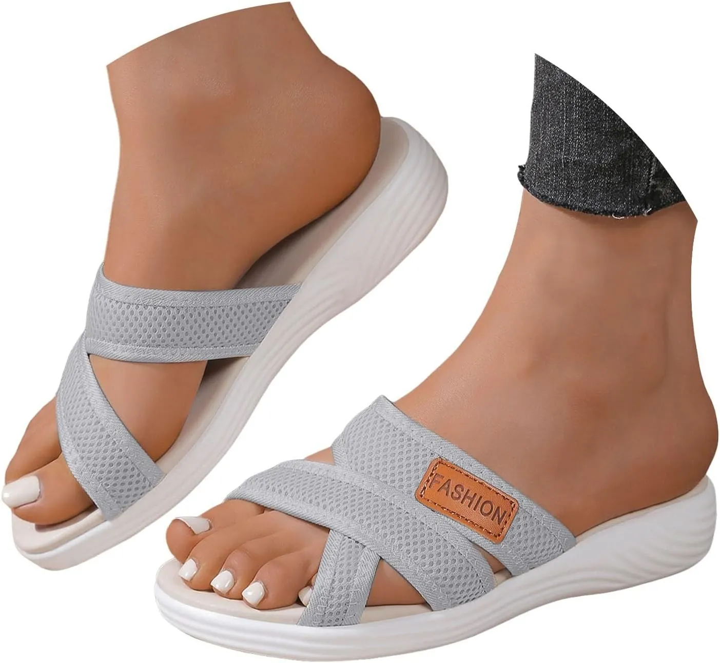 Summer Sandals For Women 2025,Women's Slide Sandals,Comfortable Trendy Beach Hollow Mesh Casual Orthopedic Comfy Low Heel Arch Support Dress Bohe Foot Supports Plantar Fasciitis Bunion Orthotic Shoes