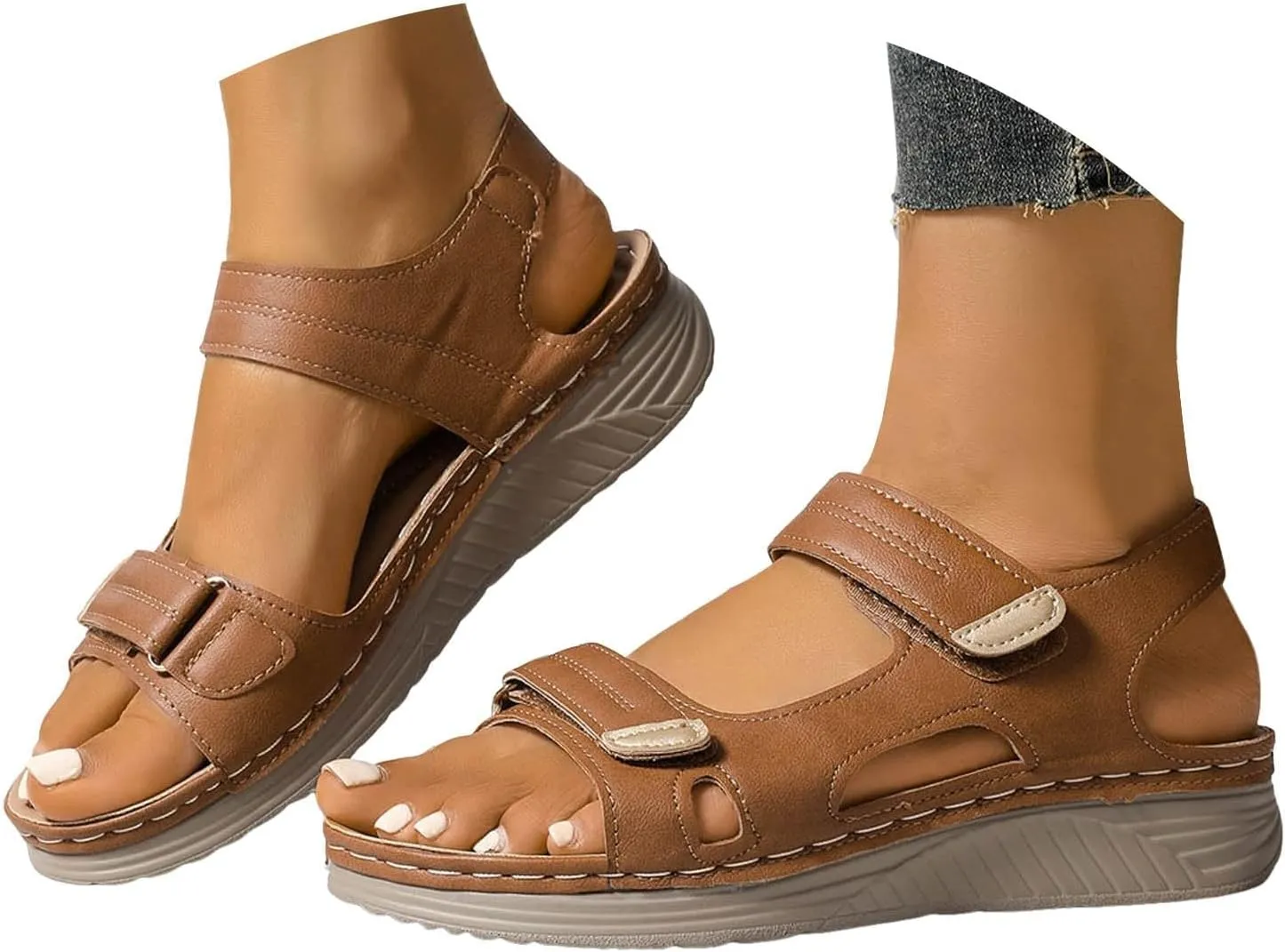 Summer Sandals For Women 2025,Womens Wedge Comfortable Open Toe Dressy Walking Low Sandal Arch Support Shoes Dress Bohe Orthopedic Casual Foot Supports Plantar Fasciitis Bunion Orthotic Beach Shoes
