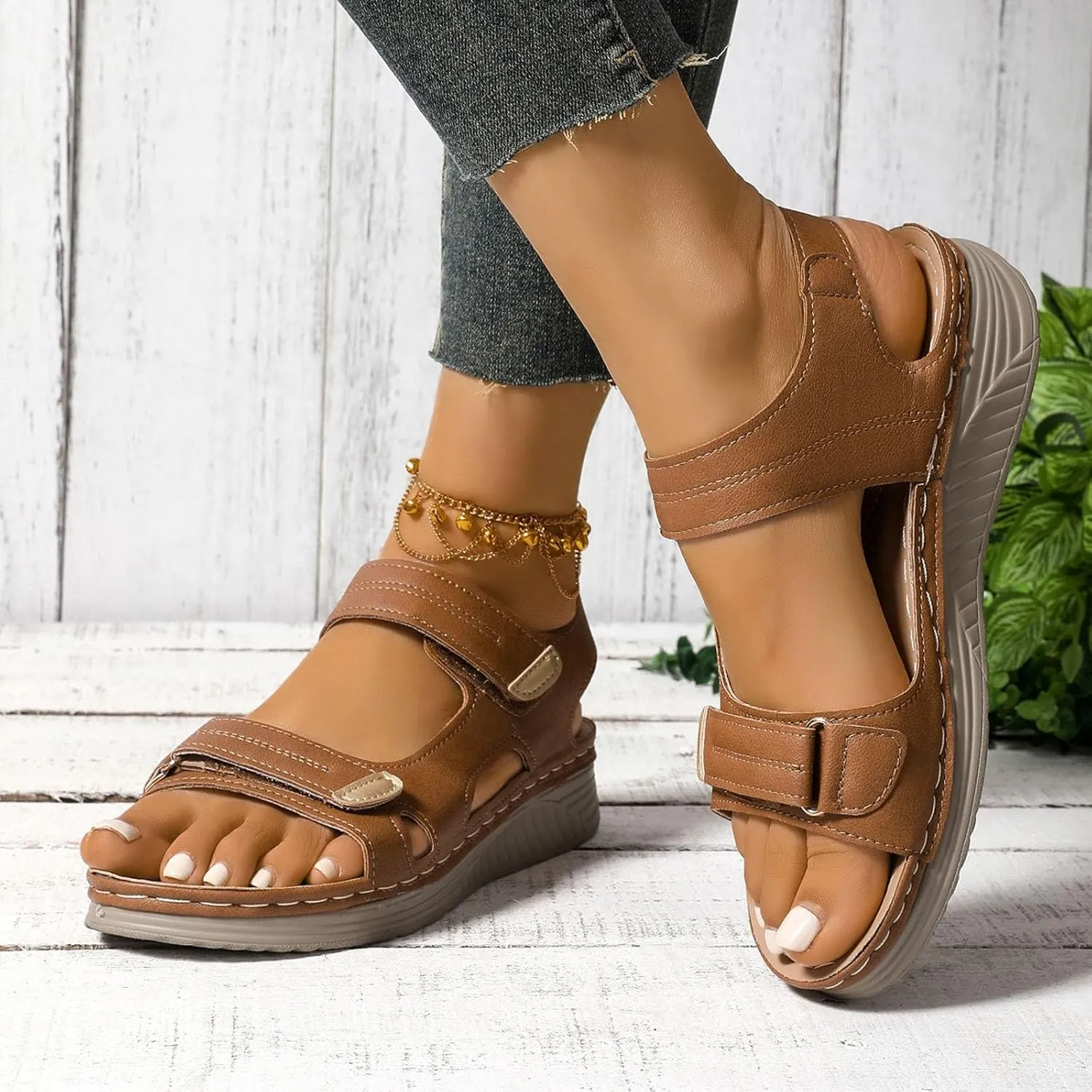 Summer Sandals For Women 2025,Womens Wedge Comfortable Open Toe Dressy Walking Low Sandal Arch Support Shoes Dress Bohe Orthopedic Casual Foot Supports Plantar Fasciitis Bunion Orthotic Beach Shoes