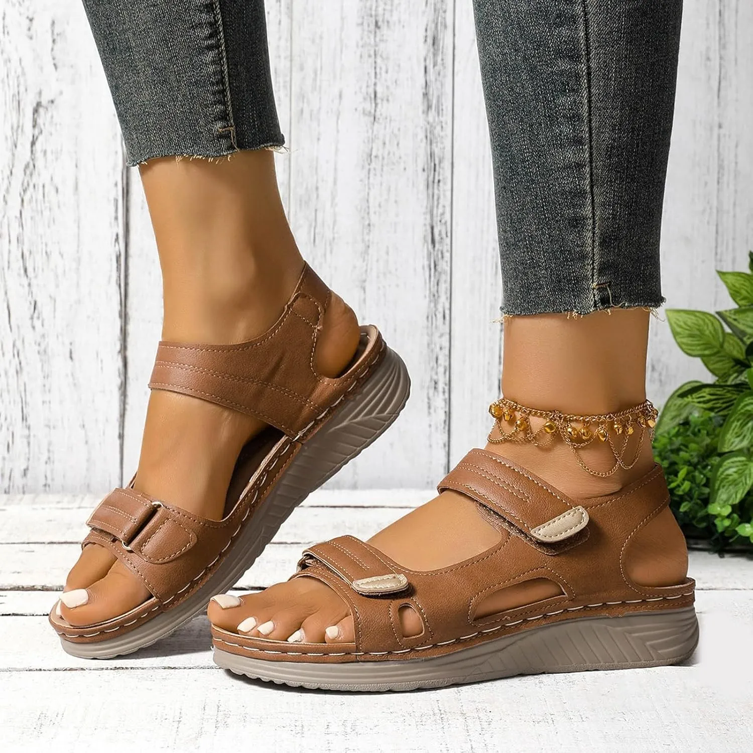 Summer Sandals For Women 2025,Womens Wedge Comfortable Open Toe Dressy Walking Low Sandal Arch Support Shoes Dress Bohe Orthopedic Casual Foot Supports Plantar Fasciitis Bunion Orthotic Beach Shoes
