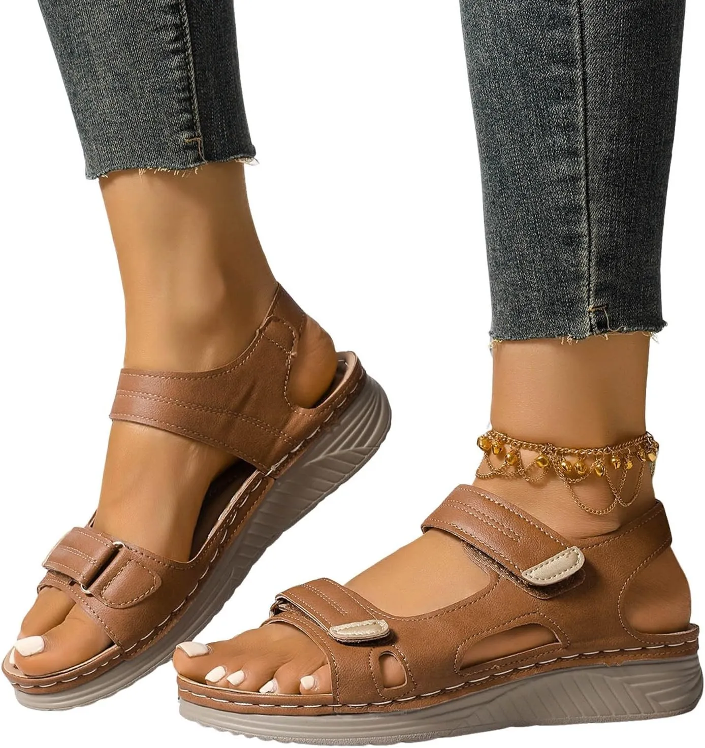 Summer Sandals For Women 2025,Womens Wedge Comfortable Open Toe Dressy Walking Low Sandal Arch Support Shoes Dress Bohe Orthopedic Casual Foot Supports Plantar Fasciitis Bunion Orthotic Beach Shoes