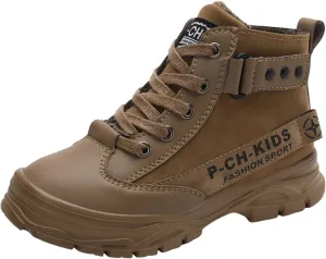 Unisex Kids Ankle Boots Warm Faux Fur Lined Outdoor Hiking Boots High Top Sneakers Boys Girls Winter Tennis Shoes