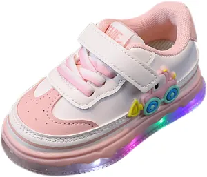 Valentines Shoes for Toddlers Kids Light Up Canvas Shoes Girls Boys Outdoor Adjustable Strap Sneaker with Patterns
