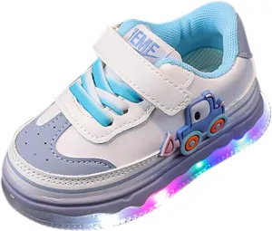 Valentines Shoes for Toddlers Kids Light Up Canvas Shoes Girls Boys Outdoor Adjustable Strap Sneaker with Patterns