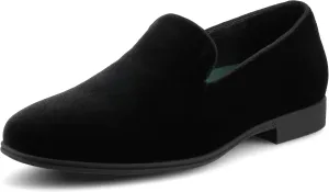 Vance Mens Giovanni Venetian Dress Loafer Black Velour Black Faux Patent Leather Almond-Toe 6mm Vance Comfort System Insole Black Velour 8.5 Medium Mens US
