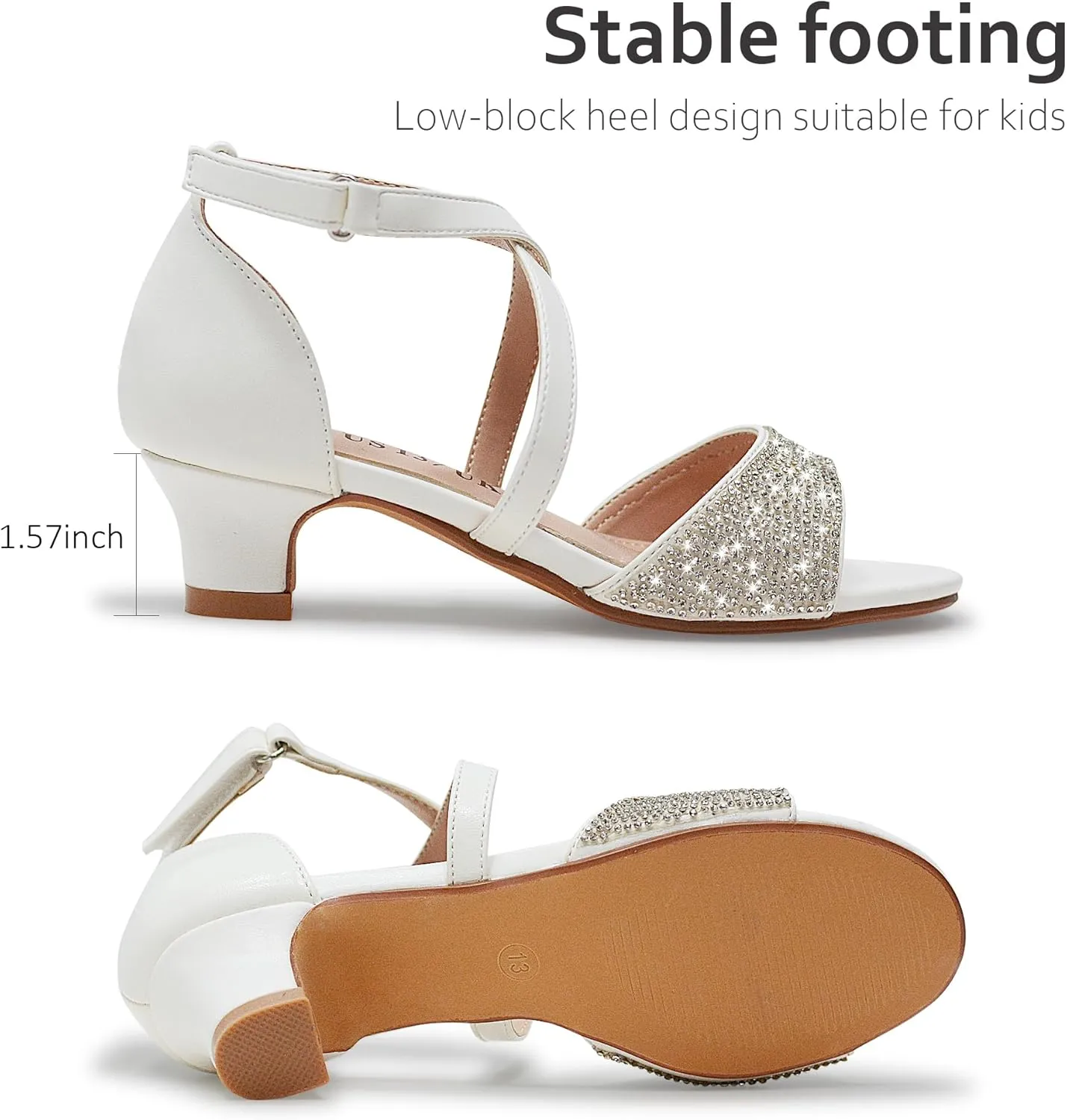 Vonair Girls Sandals Open Toe Heels Dress Shoes for Girls Wedding Party Shoes