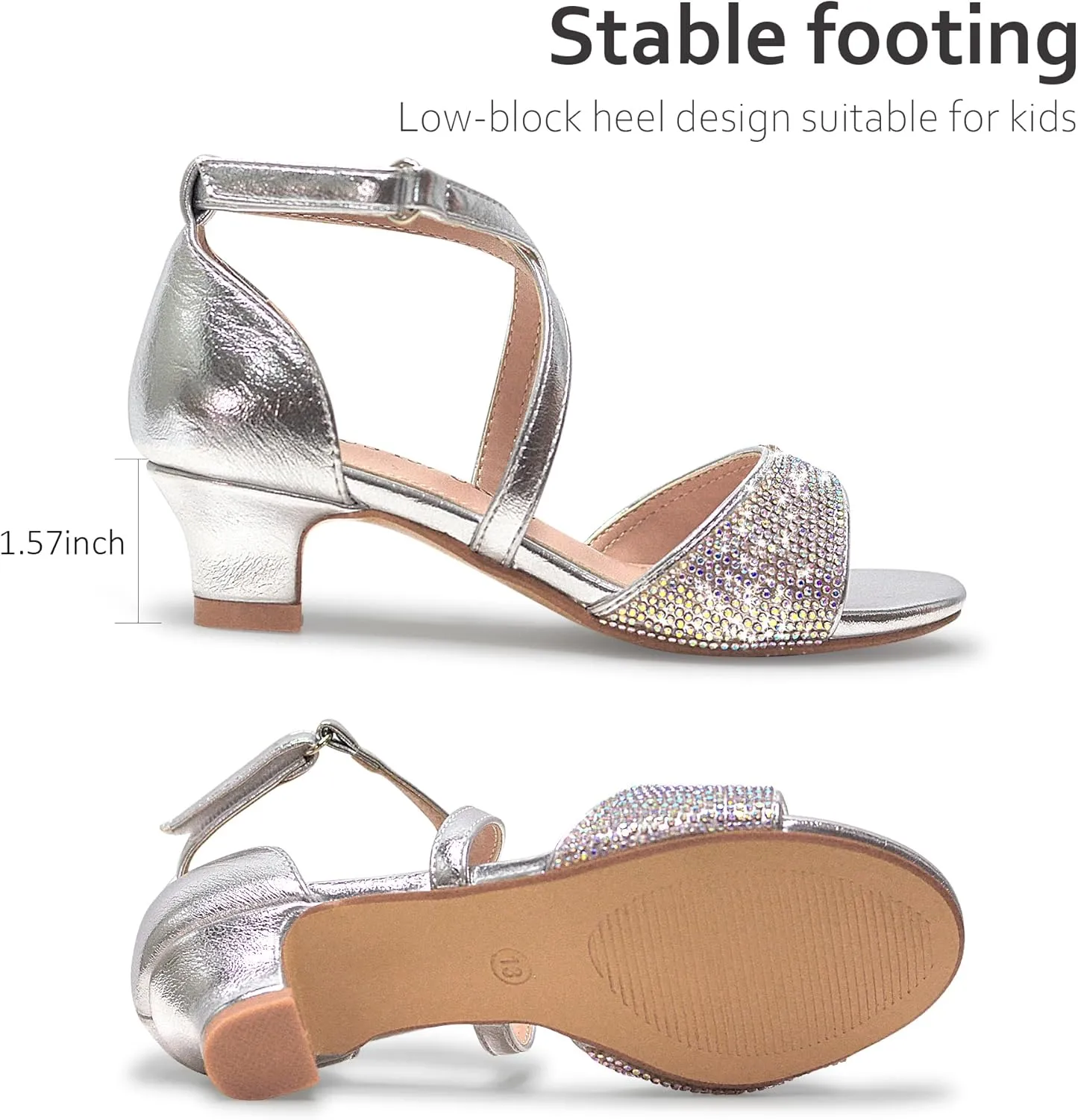 Vonair Girls Sandals Open Toe Heels Dress Shoes for Girls Wedding Party Shoes