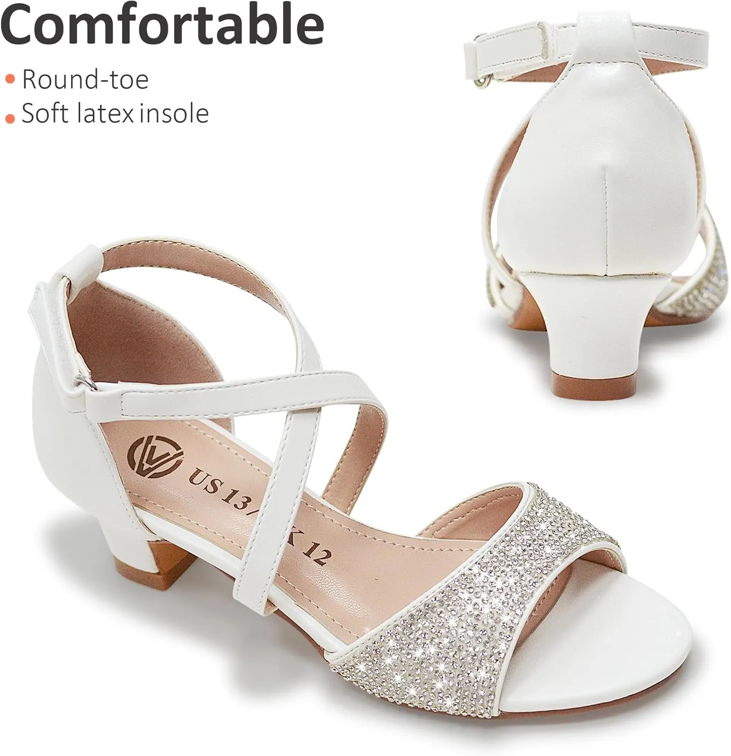 Vonair Girls Sandals Open Toe Heels Dress Shoes for Girls Wedding Party Shoes