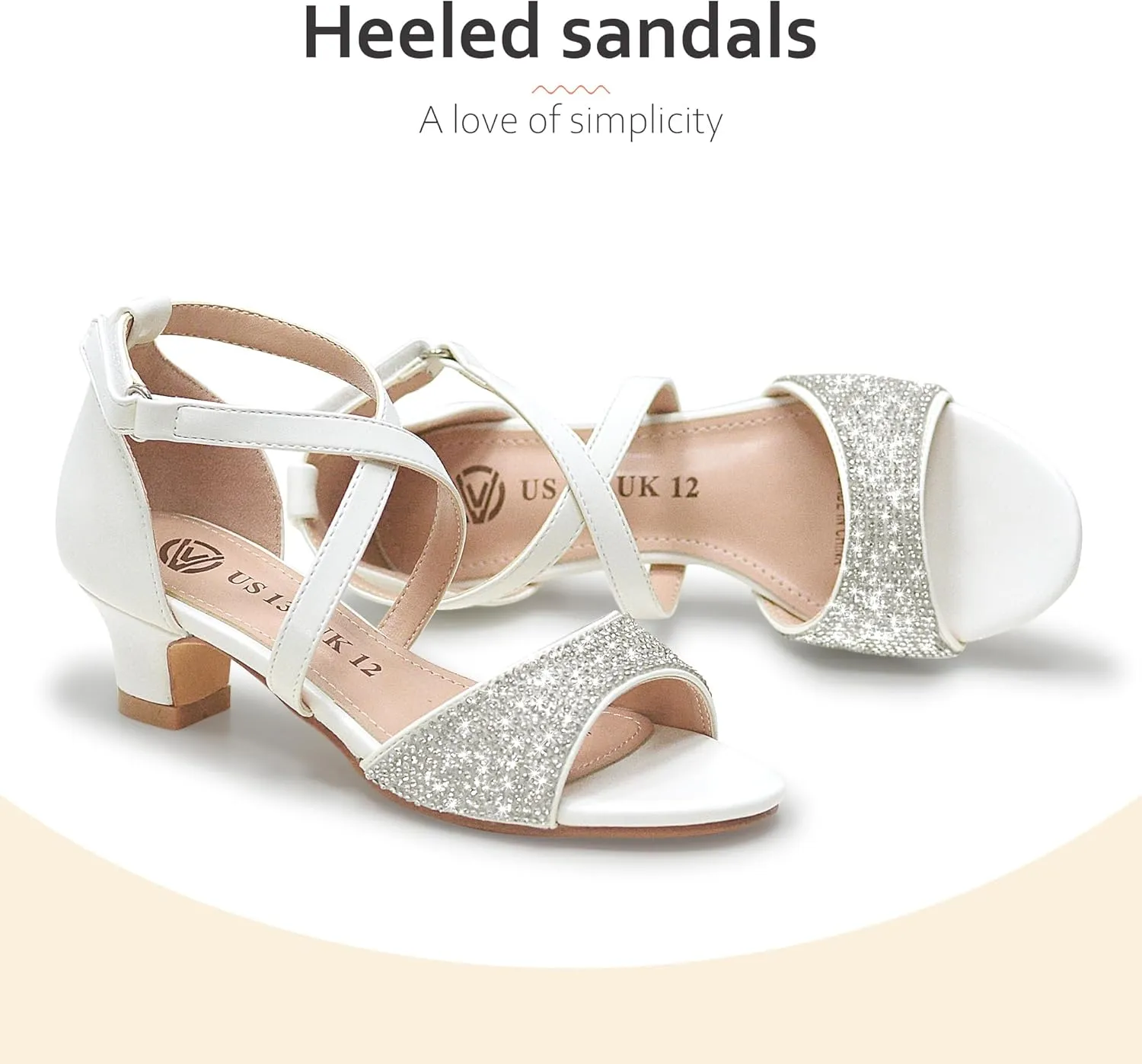 Vonair Girls Sandals Open Toe Heels Dress Shoes for Girls Wedding Party Shoes