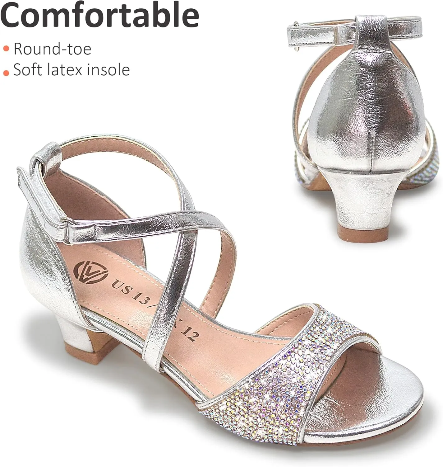 Vonair Girls Sandals Open Toe Heels Dress Shoes for Girls Wedding Party Shoes