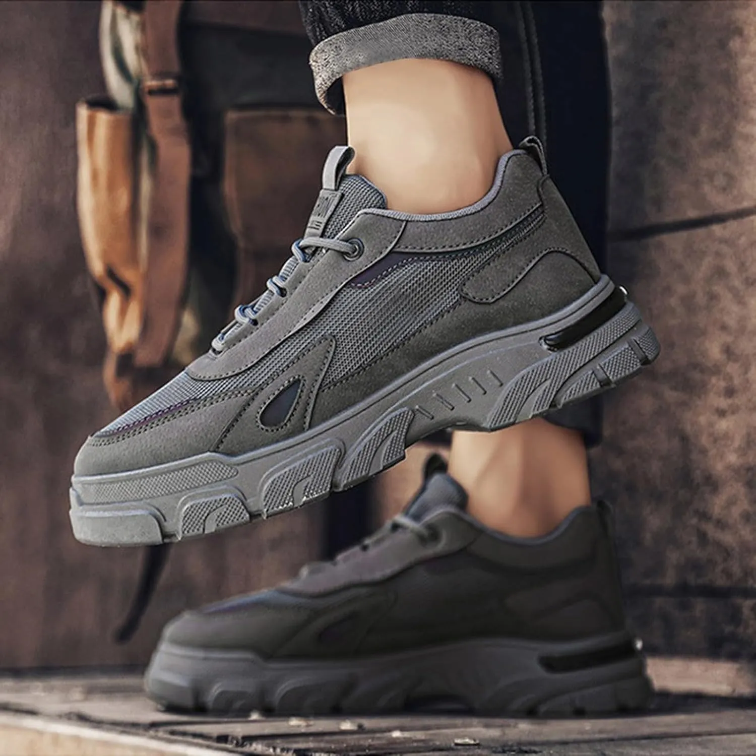 Walking Shoes for Men Mesh Lightweight Breathable Sneakers Waterproof Hiking Shoes Lace Up Non Slip Running Shoes