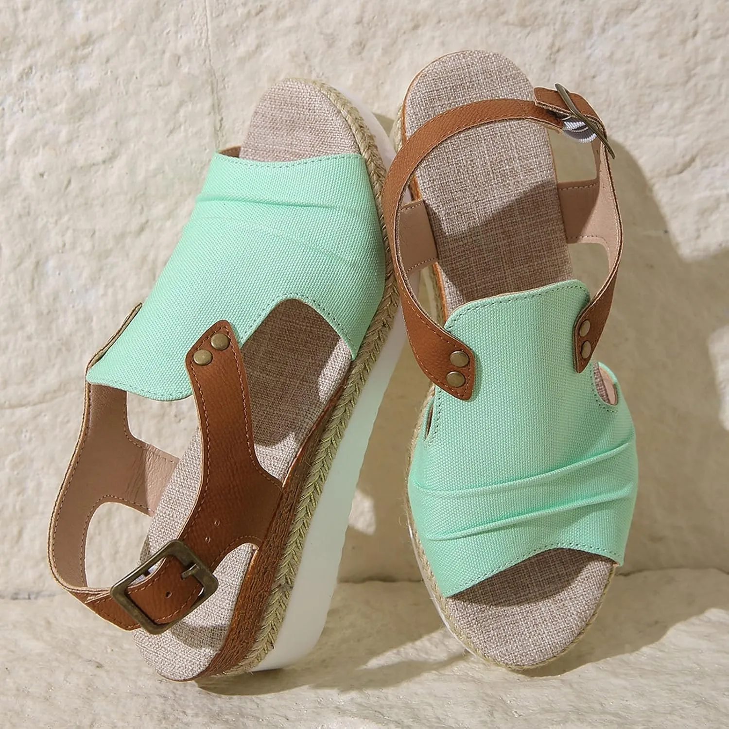 Wedge Sandals for Women Comfortable Summer Platform Casual Dress Women Sandal Elastic Ankle Strap Wedges Sandals