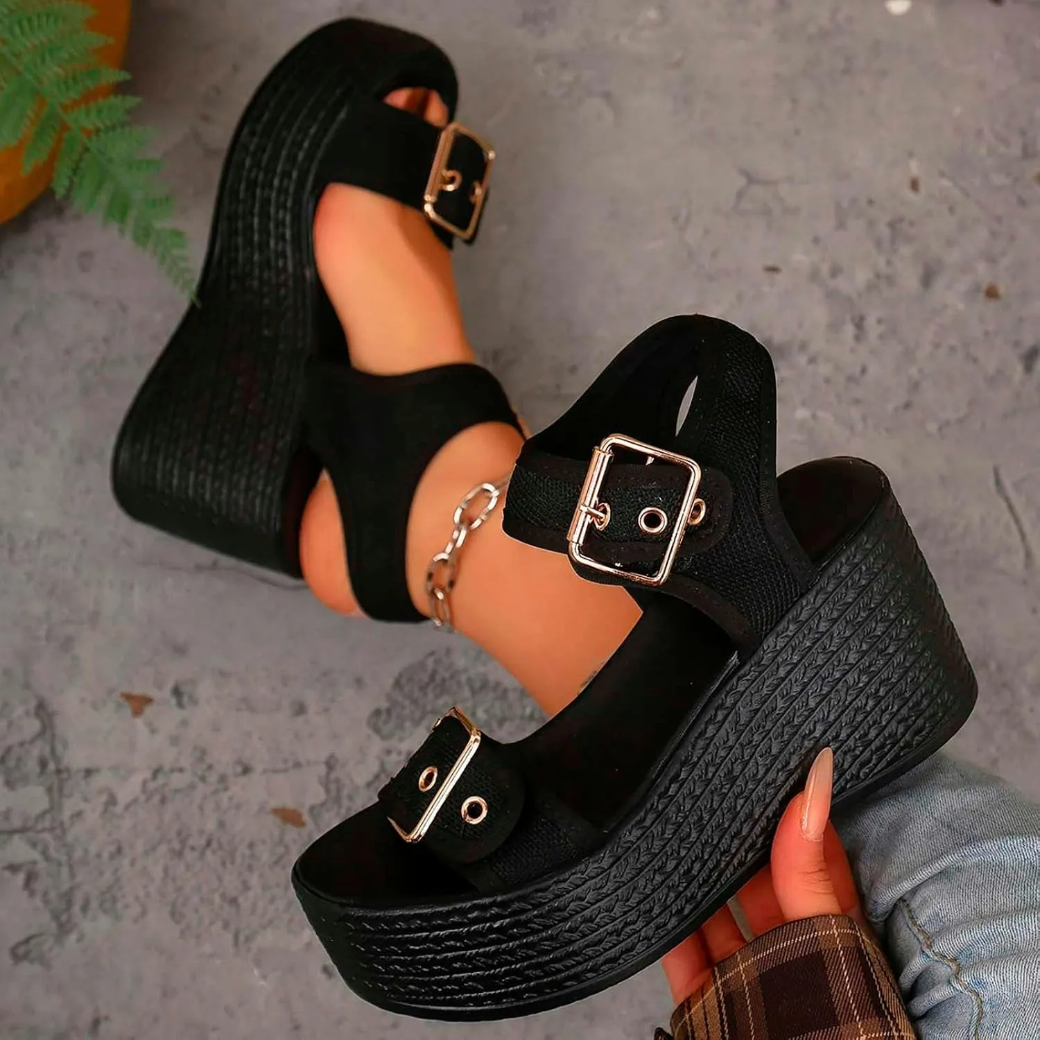 Wedge Sandals For Women Platform Wedges Heels Women's Straps Summer Knit Comfort Slingback Dress Open Toe Slip-on Elastic Ankle Strap Casual Dressy Walking Comfy Shoes for Party Beach Vacation