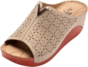 Wedge Sandals for Women Wide Fit with Cushioned Insole and Slip On Comfortable for Plantar Fasciitis Relief Orthopedic Sandal Beach Dressy Flip Flops for Wide Toe 2025 Spring