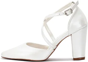 Women Chunky Block High Heel Mary Jane Pumps Shoes Criss-Cross Ankle Strap Closed Pointed Toe Cut-Out Dress Sandals Velvet Glitter Mary Jane Heels Buckle Office Party Dance Shoes 4-11 M US