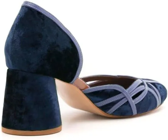Women Chunky Heel Round Toe Pumps Velvet Cut Out Sandal Heels Closed Round Toe 3 inch Block Heel Pump Shoes Two Tone Strappy Fashion Retro Wedding Party Dress Heels Comfy 4-11 M US