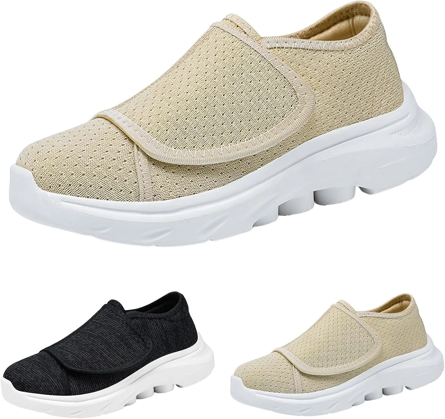 Women Sneaker Wide Width Comfort Walking Loafers Slip On Shoes Flat Feet Adjustable Lightweight Breathable Shoes