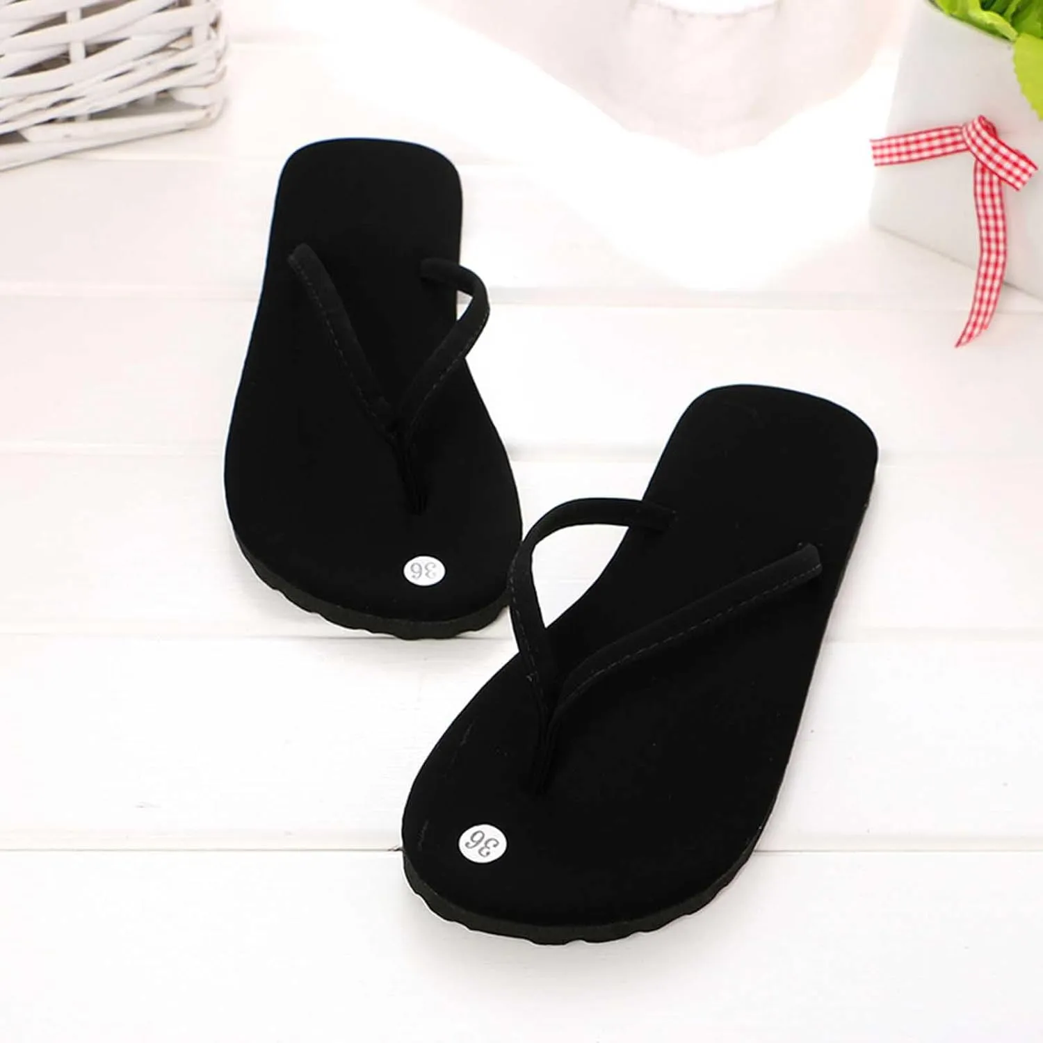 Women Summer Flat Flip-flops Sole Anti Slip Clip Toe Beach Sandals Lightweight Outdoor Casual Herringbone Slippers