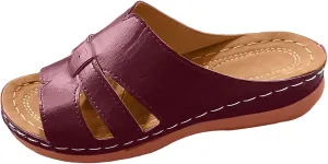Women Summer Solid Slip On Casual Open Toe Wedges Comfortable Beach Shoes Sandals Slippers Strapped Sandals for Women