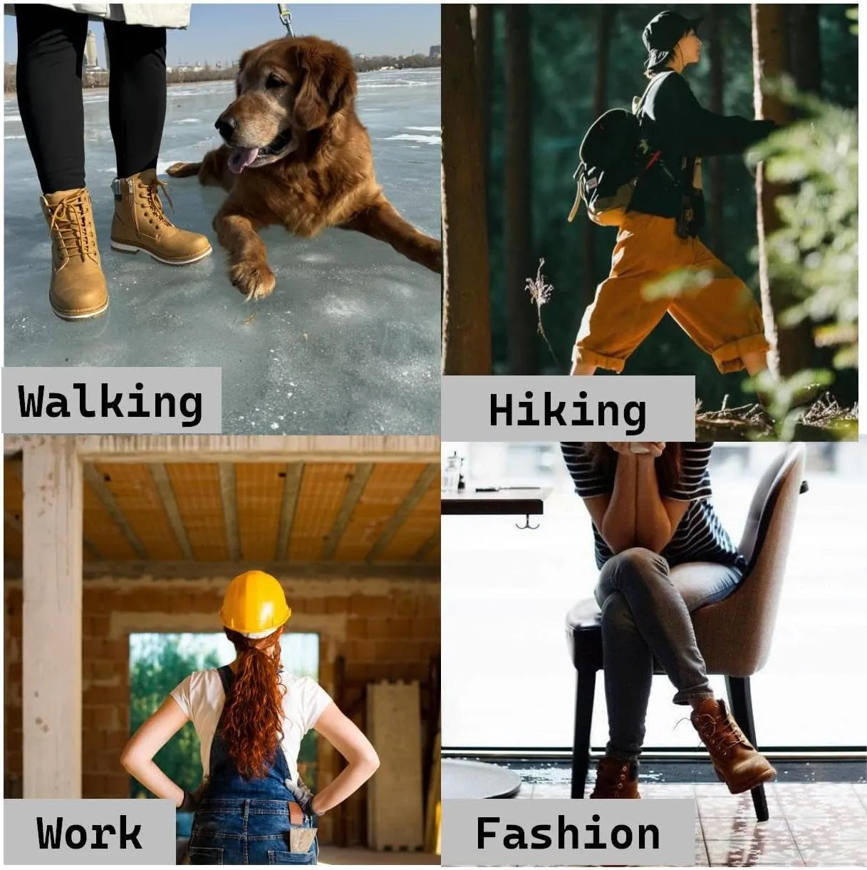 Women Work Boots - Waterproof Hiking Outdoor Lightweight Construction Composite Comfortable Zipper Hiking
