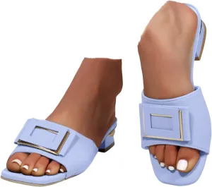 Women's Boho Casual Flat Sandals 2025 Comfortable Fashion Beach Open Toe Summer Slip On Daily Shoes Dress Block Heel Dress Sandals for Outdoor Wedding