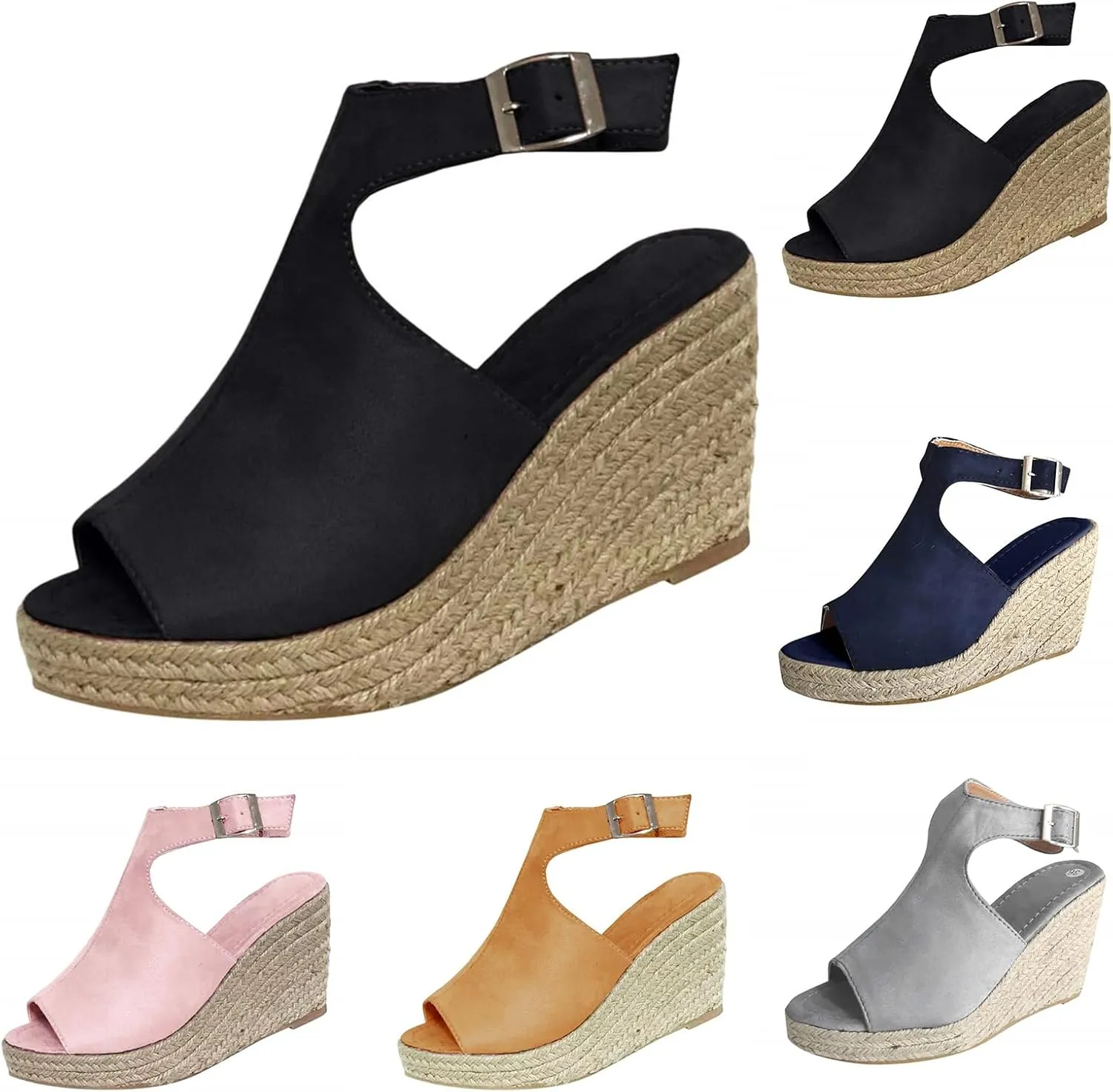 Womens Brooklyn Ankle Strap Wedges Sandal Peep Toe Slingback Platform Espadrilles Wedge Sandals High Heels Sandals Casual Summer Dress Shoes