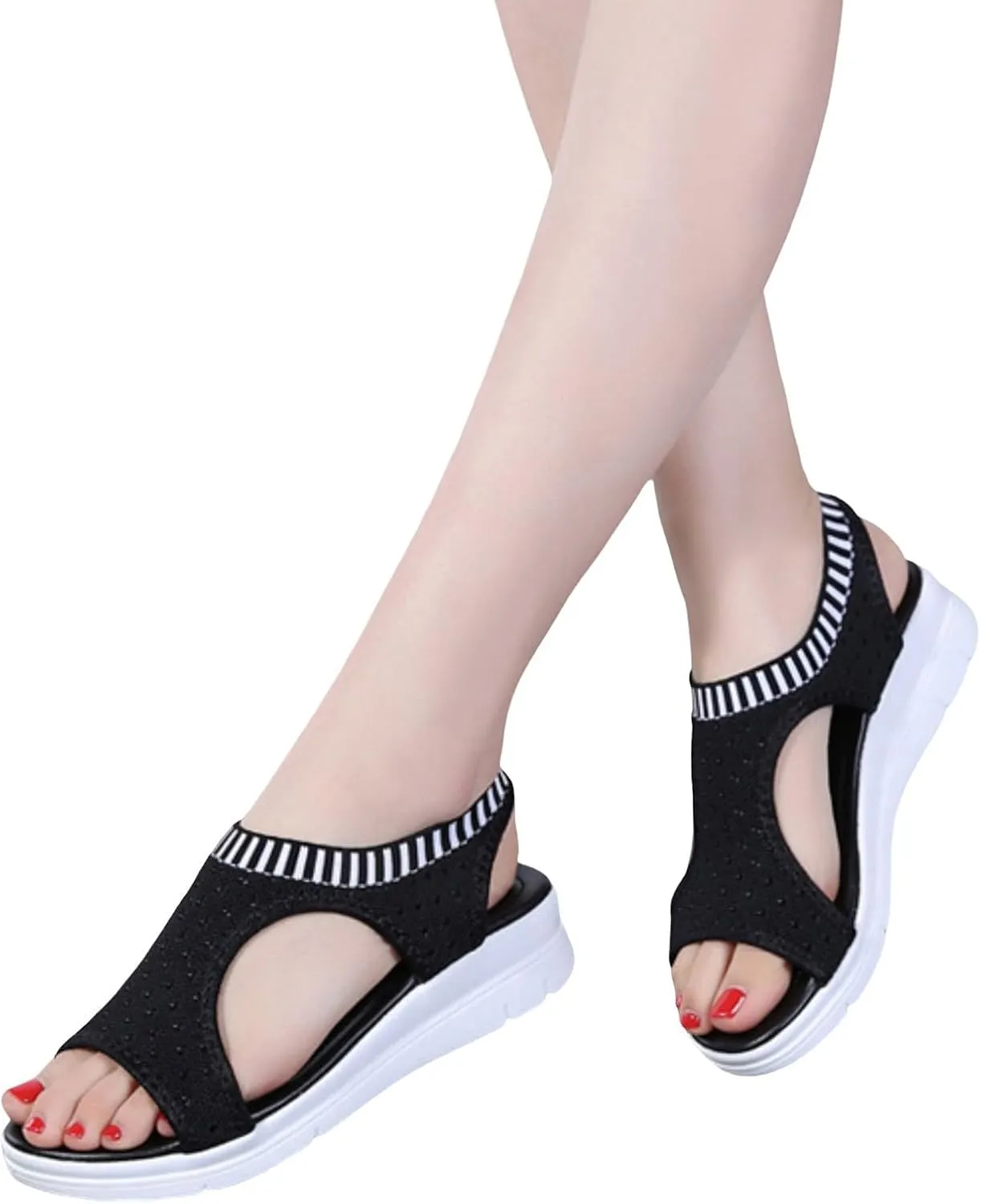 Women's Casual Toe Espadrilles Breathable Slip On Sandals Comfortable Walking Shoes for Summer Beach Vacation