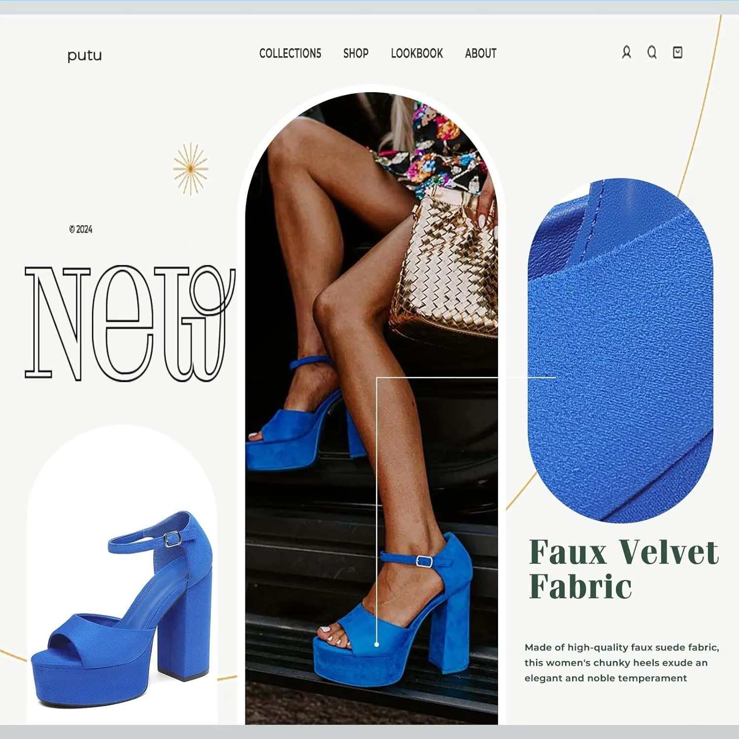 Women's Chunky Platform Heels Ankle Strap Heeled Sandals Open Toe Sexy Pumps for Wedding Party