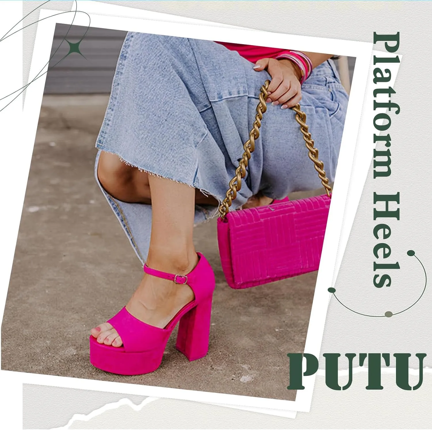Women's Chunky Platform Heels Ankle Strap Heeled Sandals Open Toe Sexy Pumps for Wedding Party