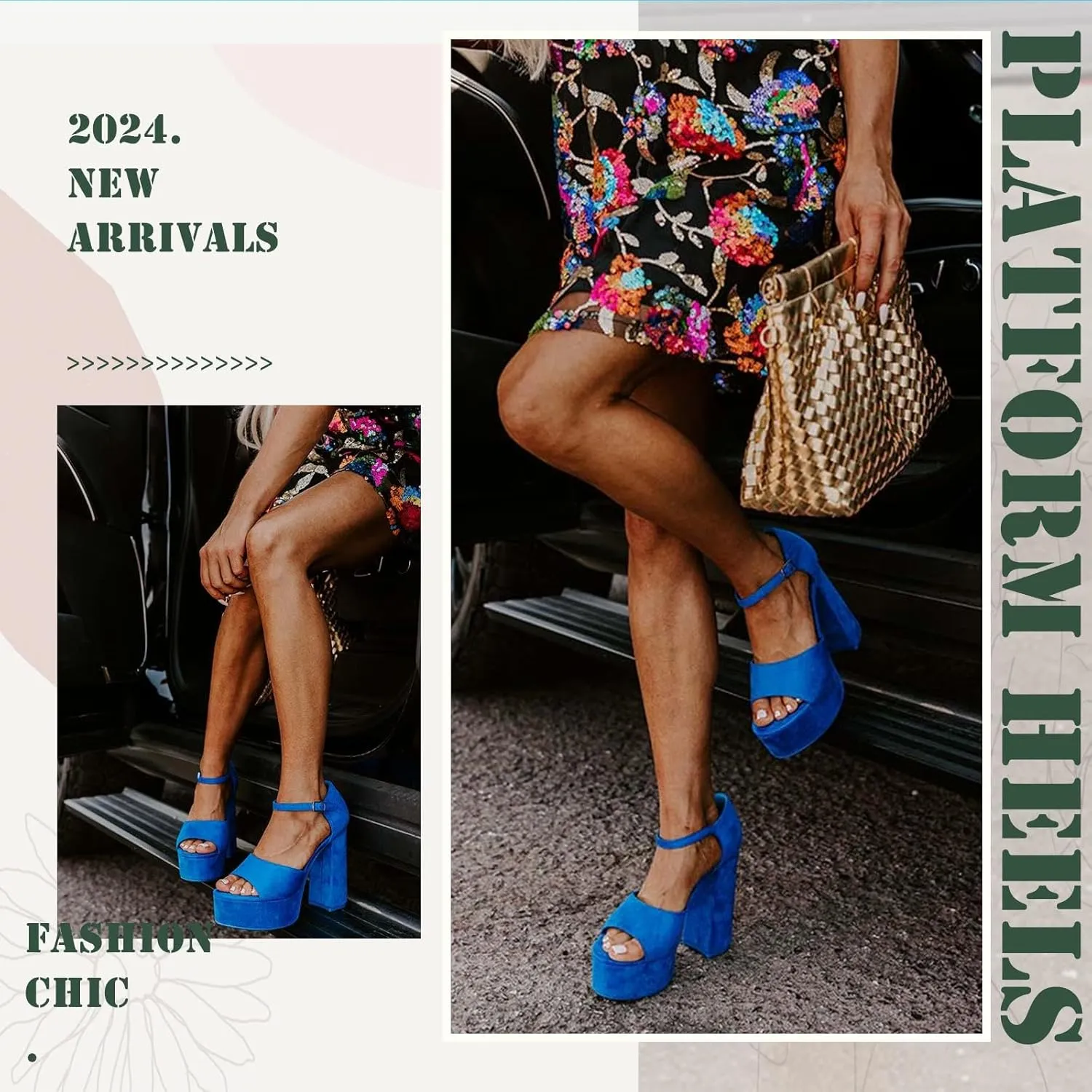 Women's Chunky Platform Heels Ankle Strap Heeled Sandals Open Toe Sexy Pumps for Wedding Party
