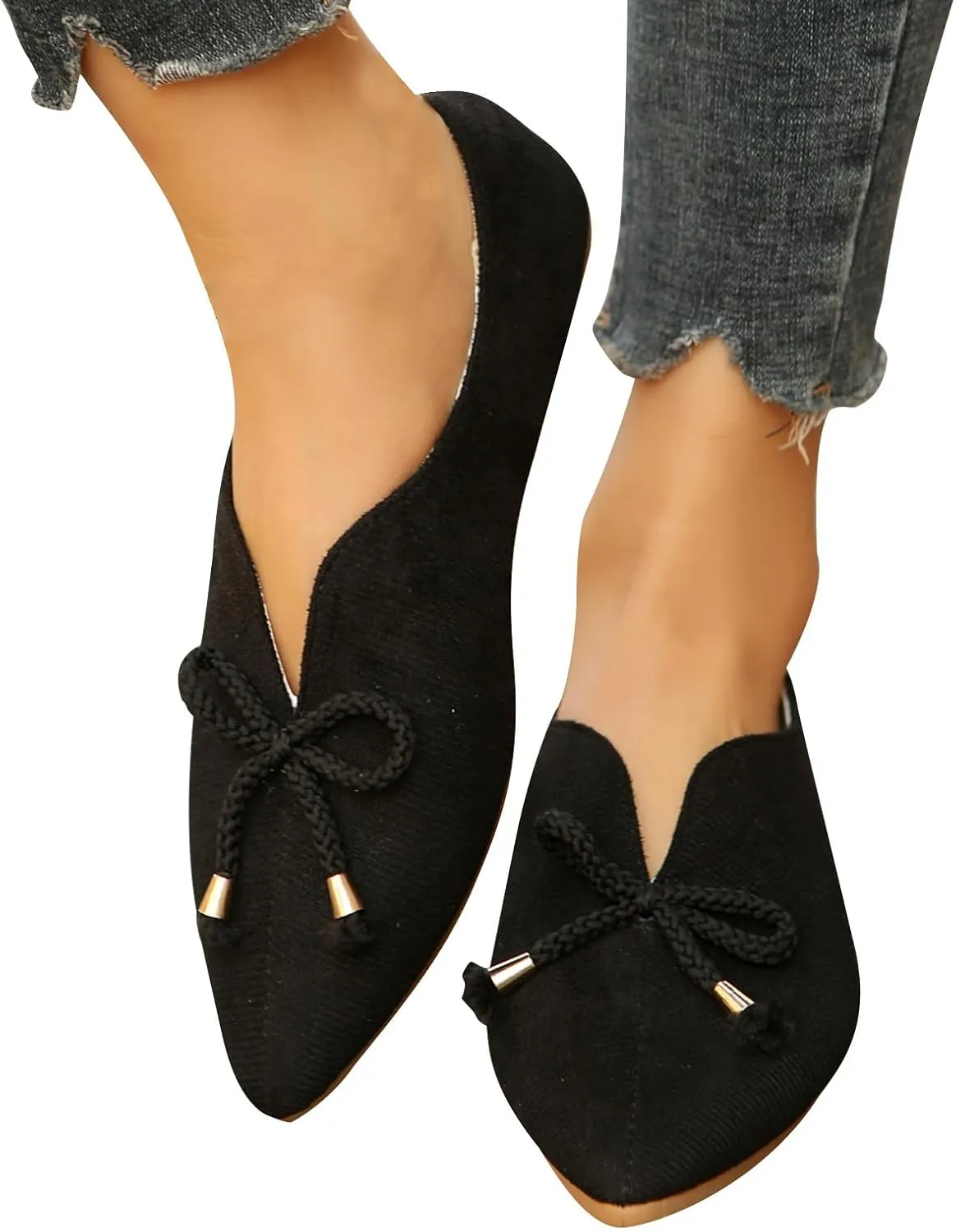 Women's Close Toe Cusp Sandal Drawstring Solid Trendy Pump Shoe Casual Slip on Summer Spring Comfy Flat