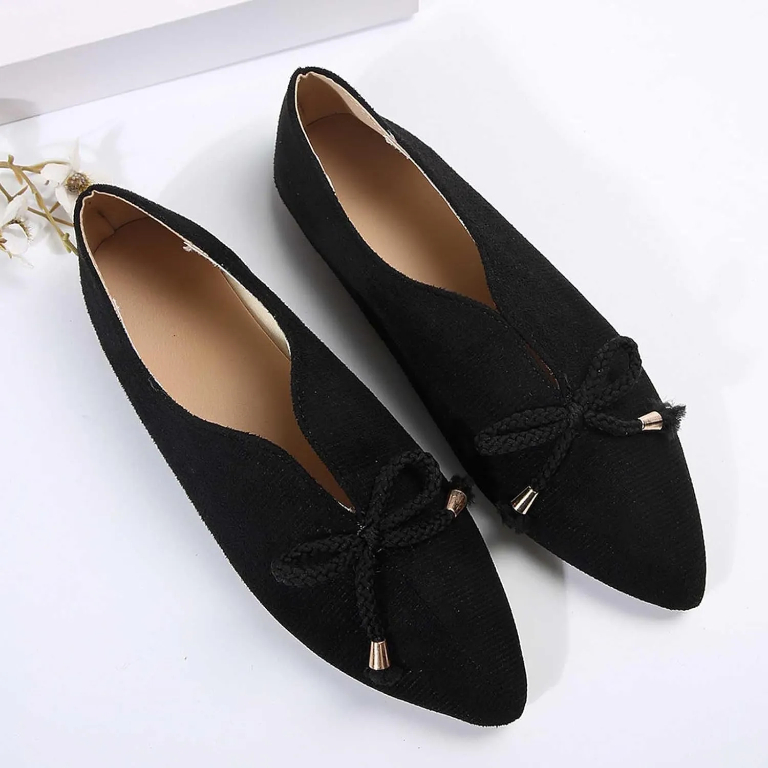 Women's Close Toe Cusp Sandal Drawstring Solid Trendy Pump Shoe Casual Slip on Summer Spring Comfy Flat