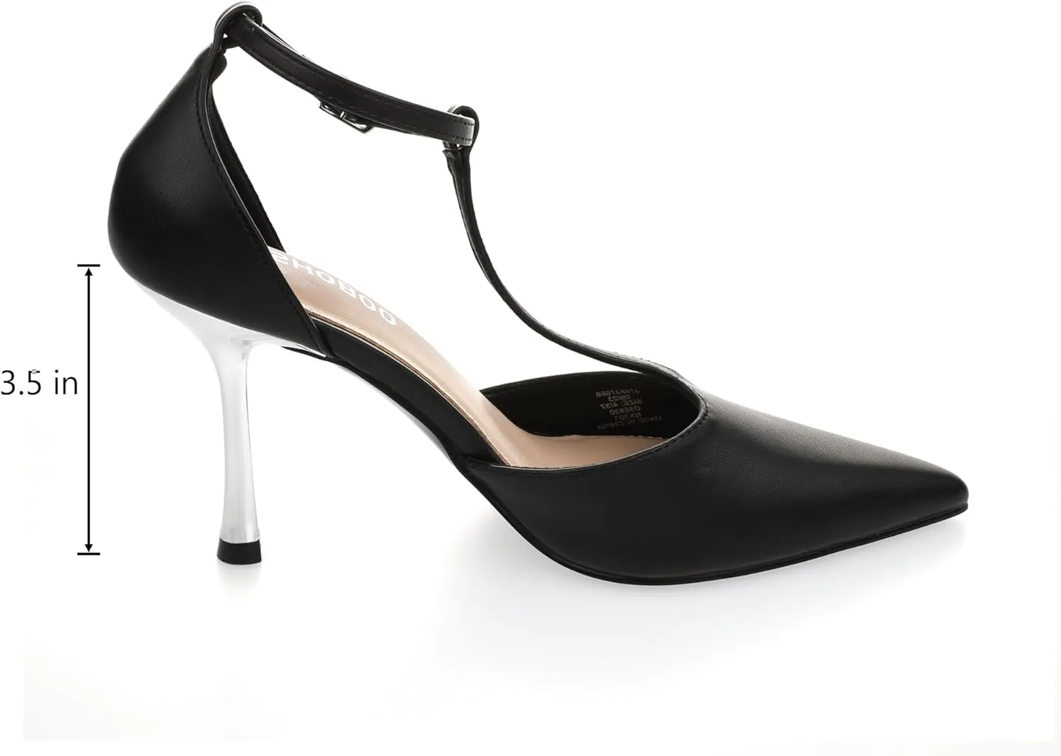 Womens Closed Toe High Heels Stiletto Pointed Pumps Prom Party Office Dress Shoes with T Strap Ankle Strap Shiny Heel