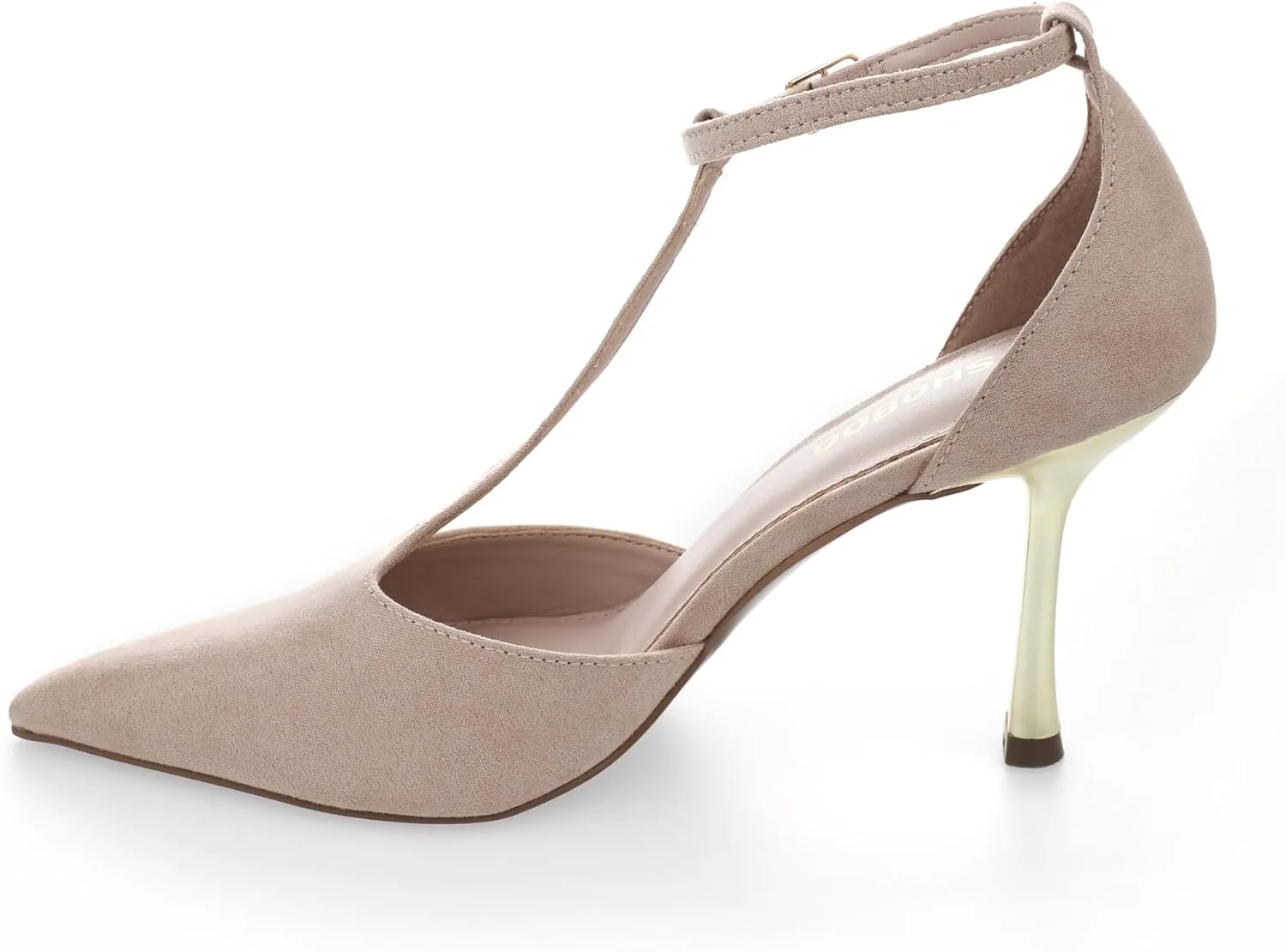 Womens Closed Toe High Heels Stiletto Pointed Pumps Prom Party Office Dress Shoes with T Strap Ankle Strap Shiny Heel
