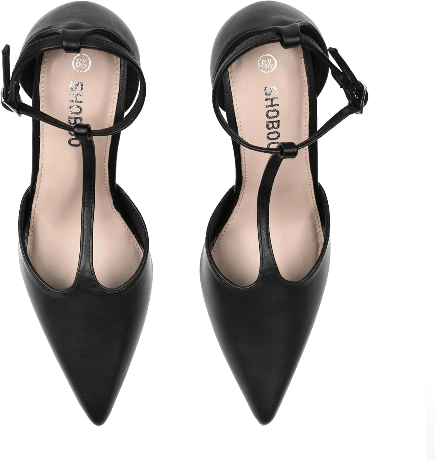 Womens Closed Toe High Heels Stiletto Pointed Pumps Prom Party Office Dress Shoes with T Strap Ankle Strap Shiny Heel