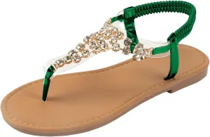 Women's Flat Bottom Toe Hollow Out Rhinestone Beach Flip Flops Fashion Sandals New Leather Wedged Sandal Women