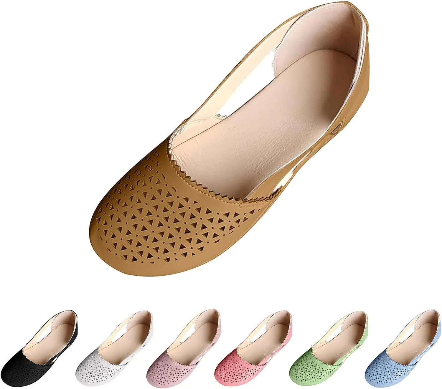 Womens Fusaro Shoes Leather Baotou Hollow Wedge Sandals Round Toe Platform Loafers Fashion Closed Toe Flat Sandal Lightweight Flat Sole Walking Shoes