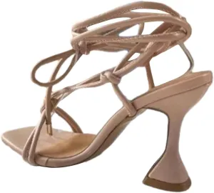 Women's Lace Up Heels Strappy Heels Square Open Toe Tie Up Stiletto High Heeled Sandals Heels for Prom Party