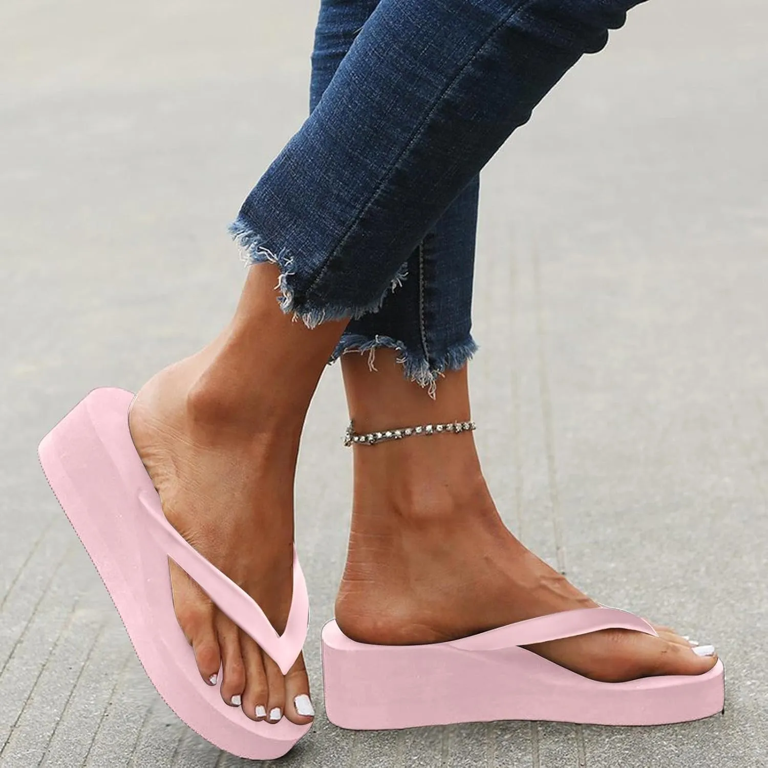 Women's Ladies Platform Wedges Bohemian Beach Shoes Slippers Sandals Summer Beach Flip Flops for Women