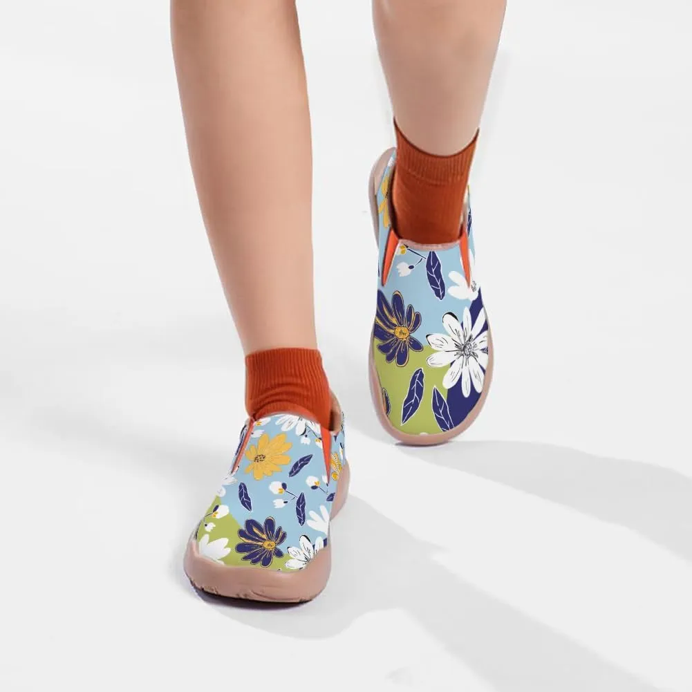 Womens Leather Shoes Loafers Slip On Casual Travel Shoes Ultra Light Floral Art Fashion Sneakers