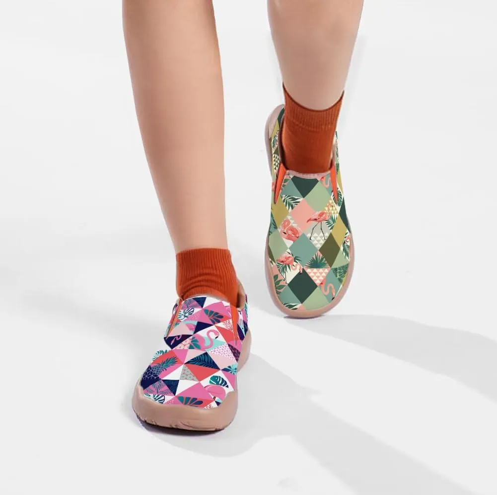 Womens Leather Shoes Loafers Slip On Casual Travel Shoes Ultra Light Floral Art Fashion Sneakers