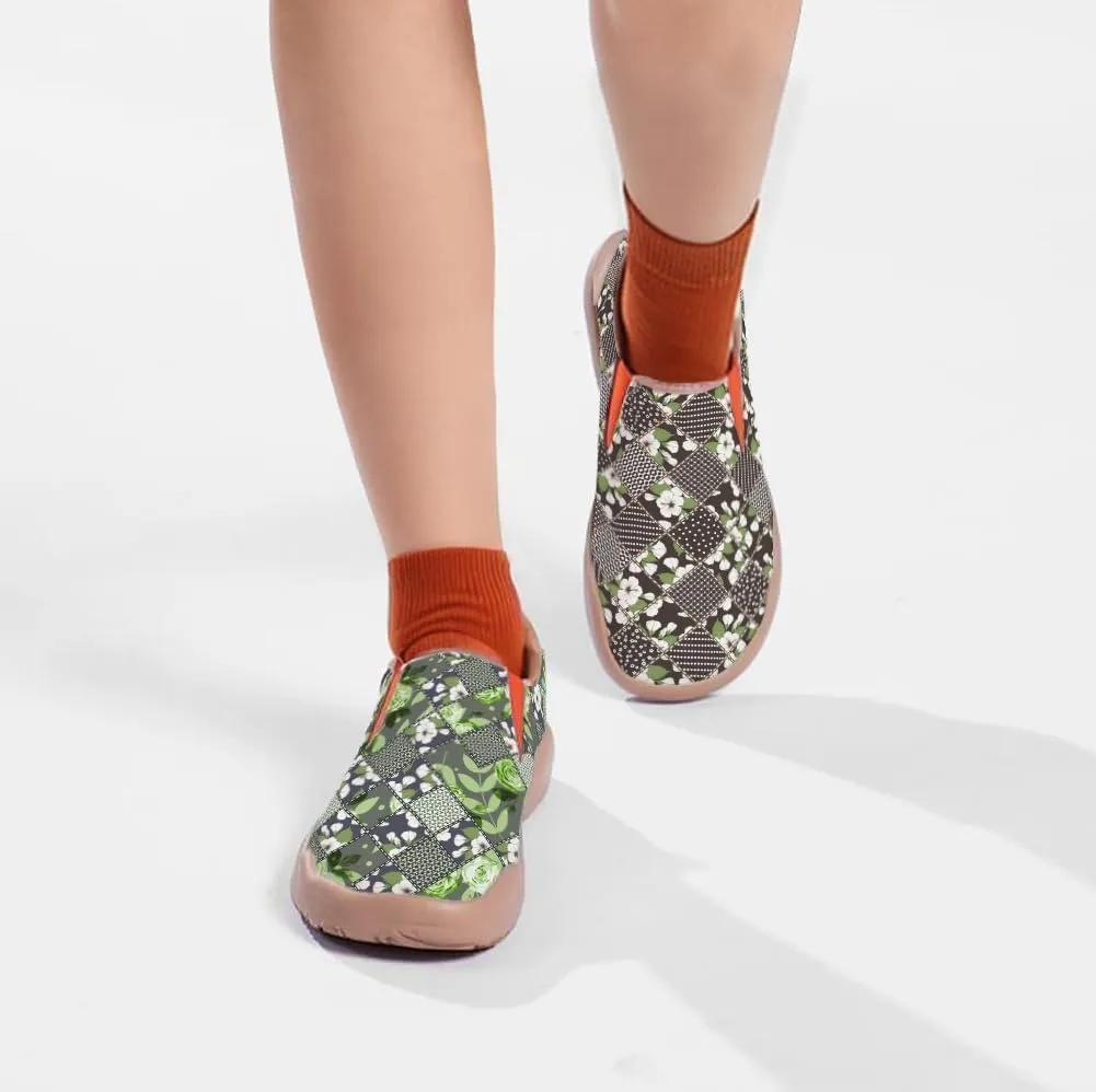 Womens Leather Shoes Loafers Slip On Casual Travel Shoes Ultra Light Floral Art Fashion Sneakers